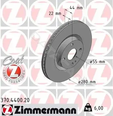 Тормозные диски ZIMMERMANN 370.4400.20
