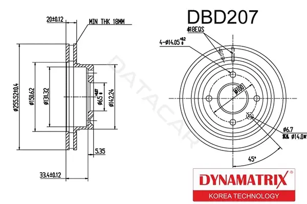 Тормозные диски DYNAMATRIX DBD207