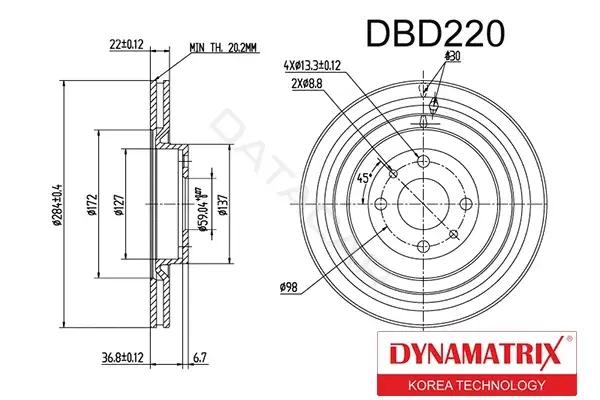 Тормозные диски DYNAMATRIX DBD220