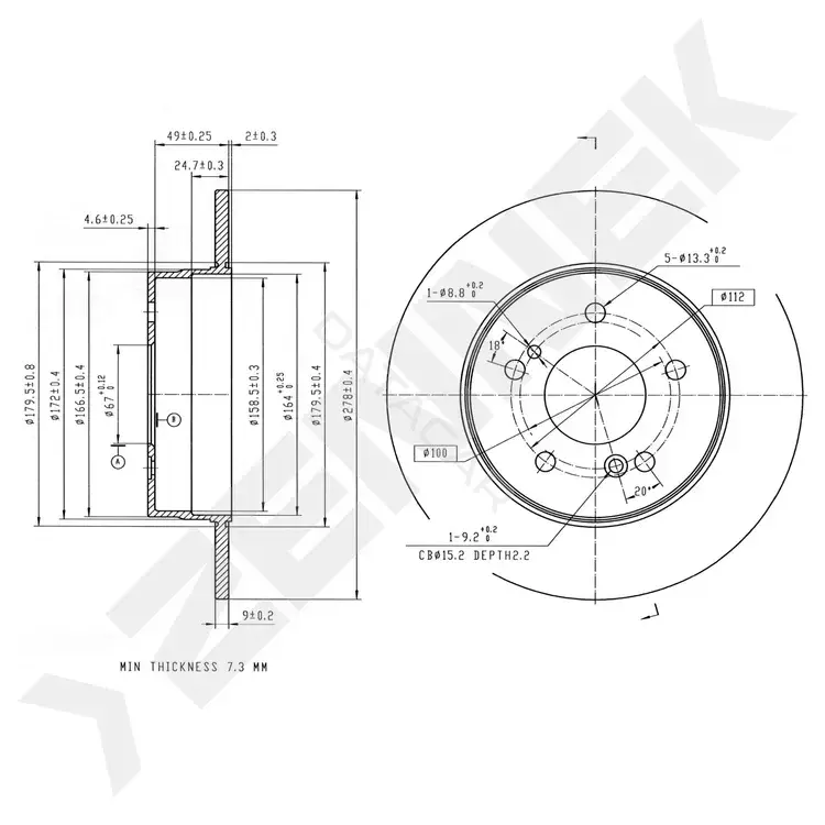 Тормозные диски ZENNEK DBD0021