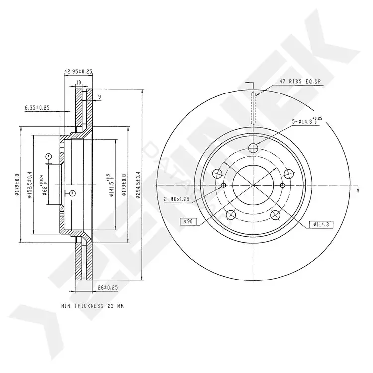 Тормозные диски ZENNEK DBD0057