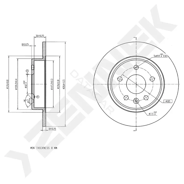 Тормозные диски ZENNEK DBD0061