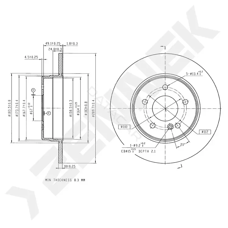 Тормозные диски ZENNEK DBD0226