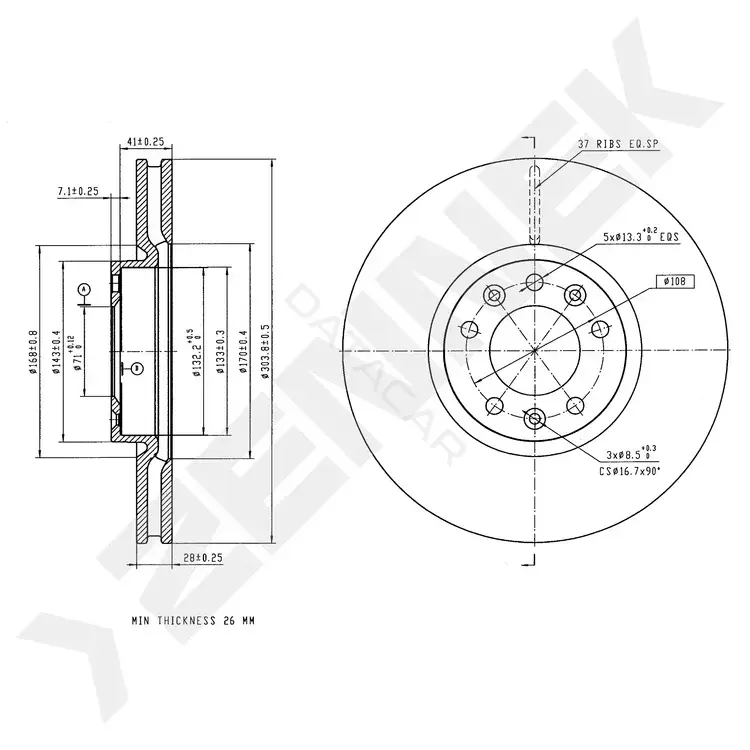 Тормозные диски ZENNEK DBD0234