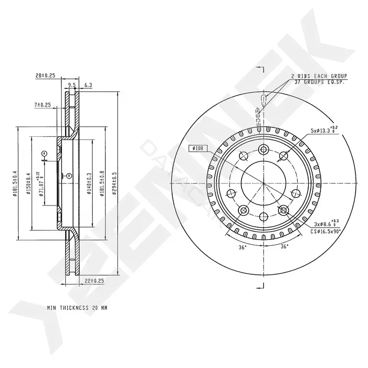 Тормозные диски ZENNEK DBD0275