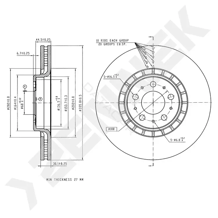 Тормозные диски ZENNEK DBD0279