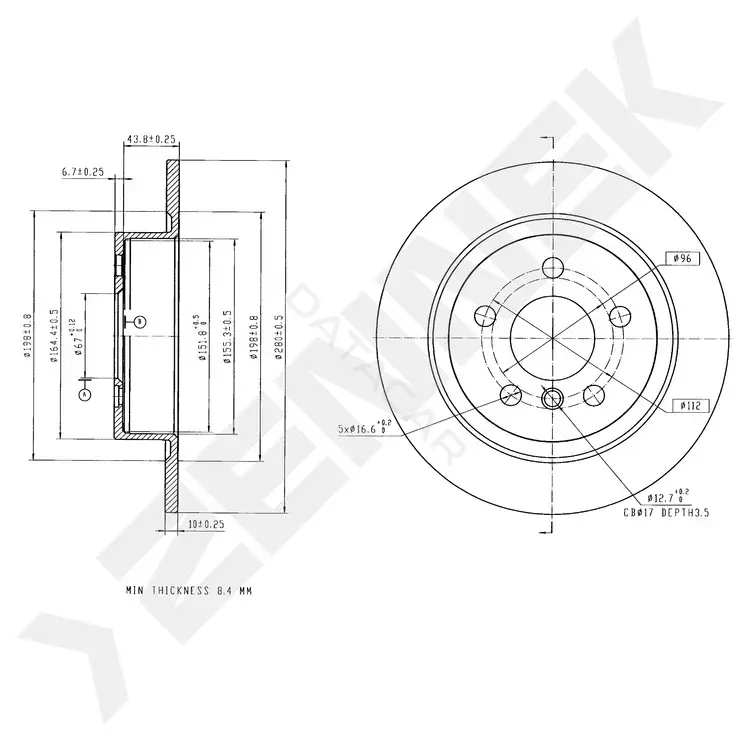 Тормозные диски ZENNEK DBD0285