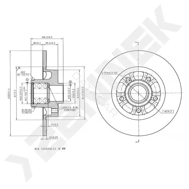 Тормозные диски ZENNEK DBD0296