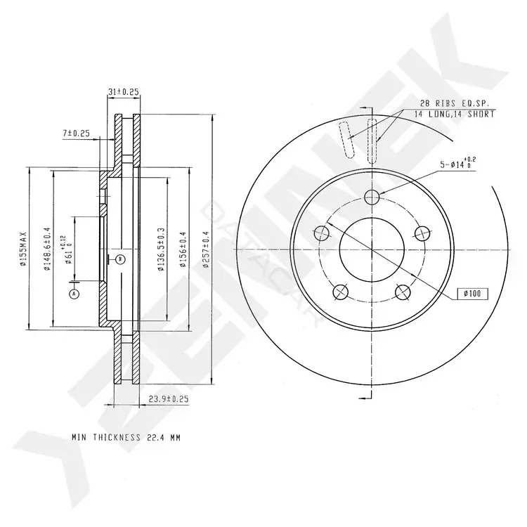 Тормозные диски ZENNEK DBD0297