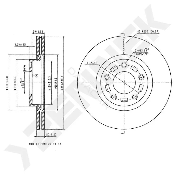 Тормозные диски ZENNEK DBD0298