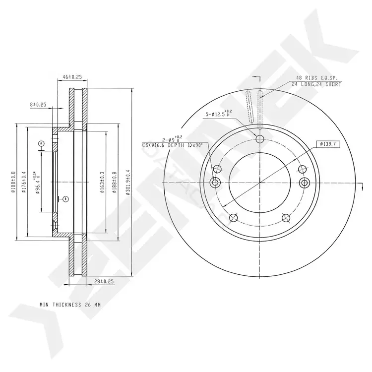 Тормозные диски ZENNEK DBD0303