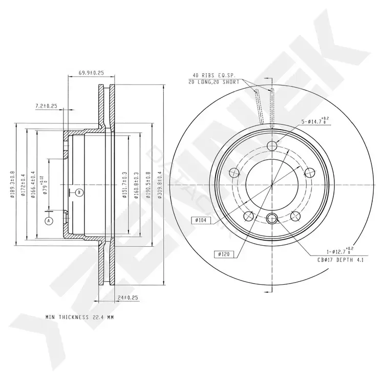 Тормозные диски ZENNEK DBD0304