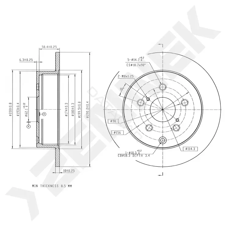 Тормозные диски ZENNEK DBD0305