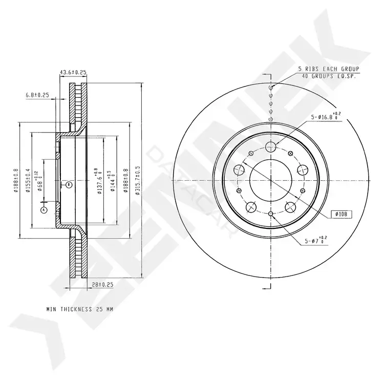 Тормозные диски ZENNEK DBD0306