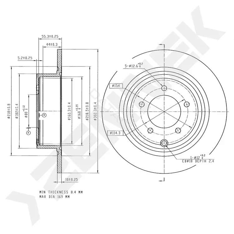 Тормозные диски ZENNEK DBD0307