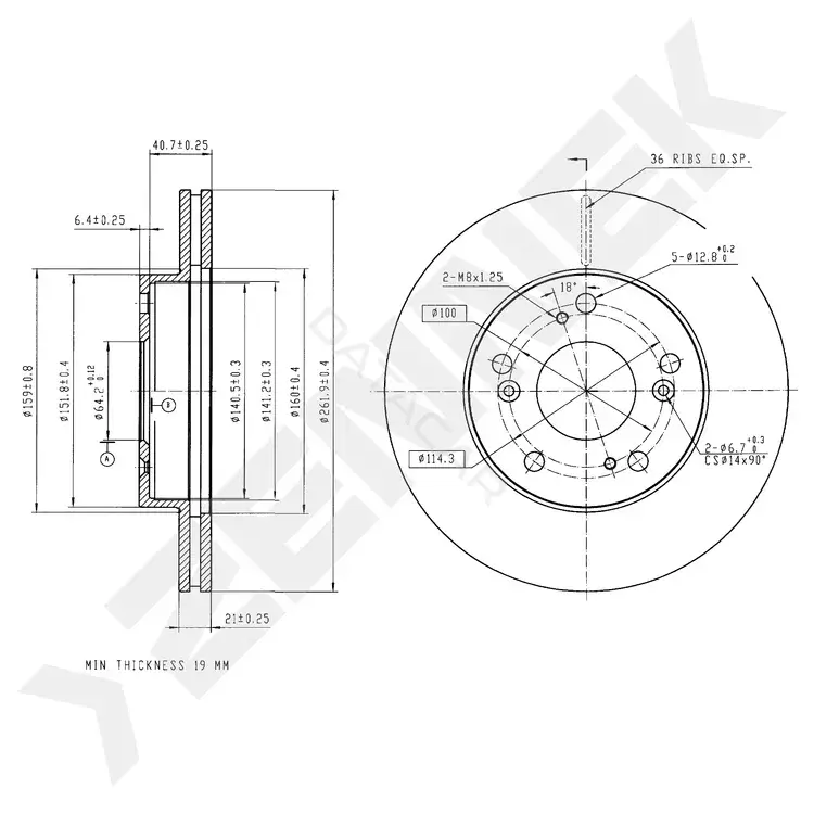 Тормозные диски ZENNEK DBD0309