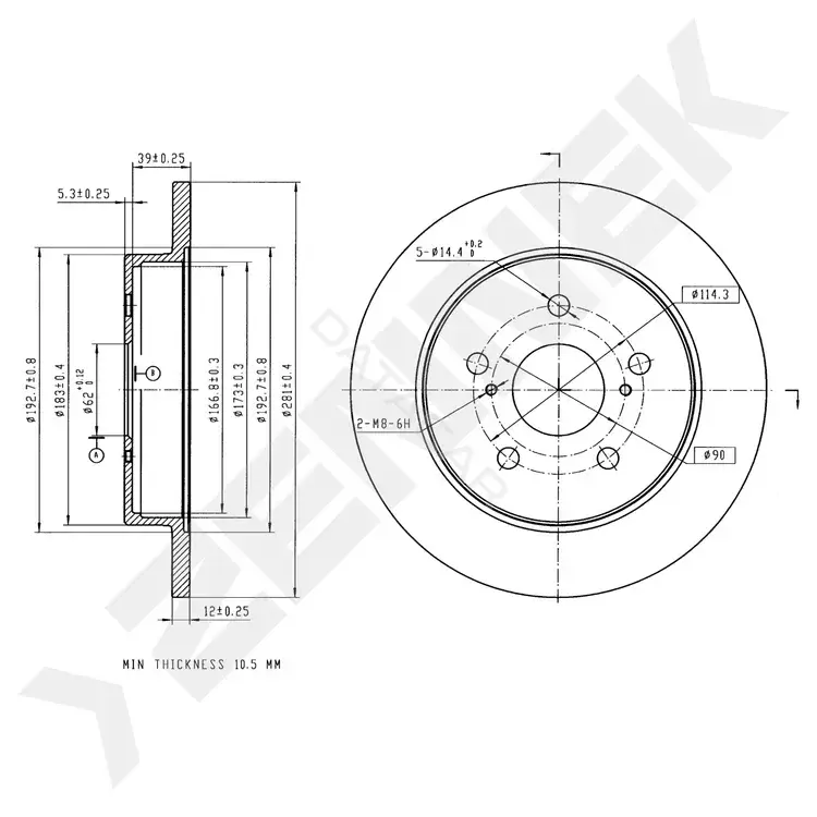 Тормозные диски ZENNEK DBD0312