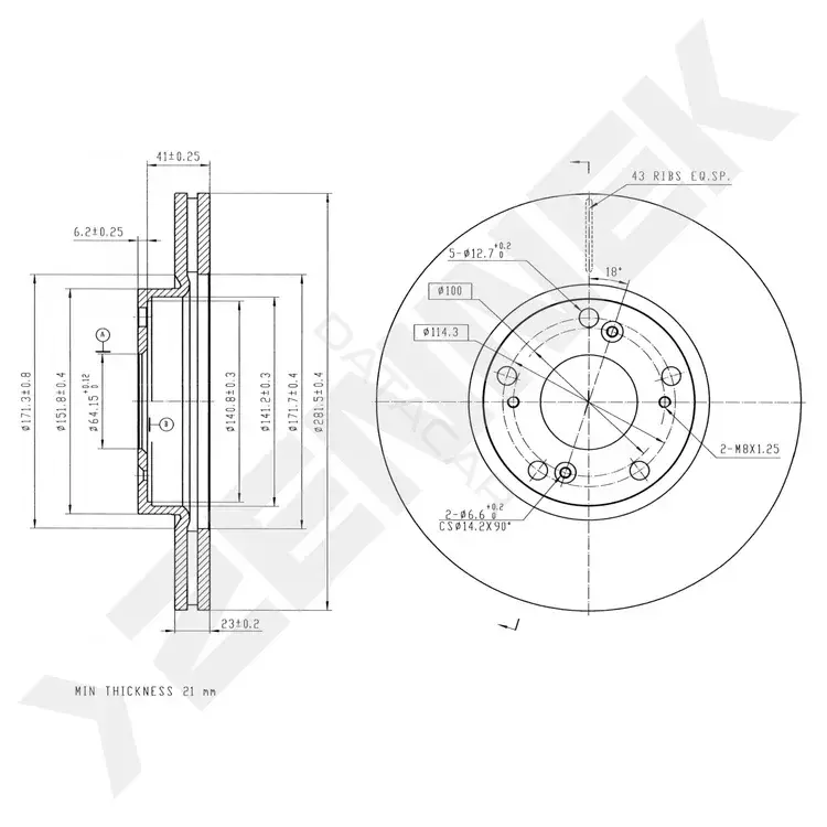 Тормозные диски ZENNEK DBD0315
