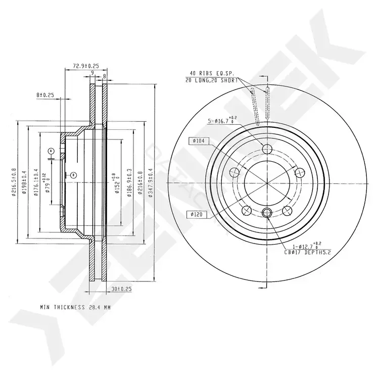 Тормозные диски ZENNEK DBD0317