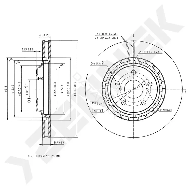 Тормозные диски ZENNEK DBD0320