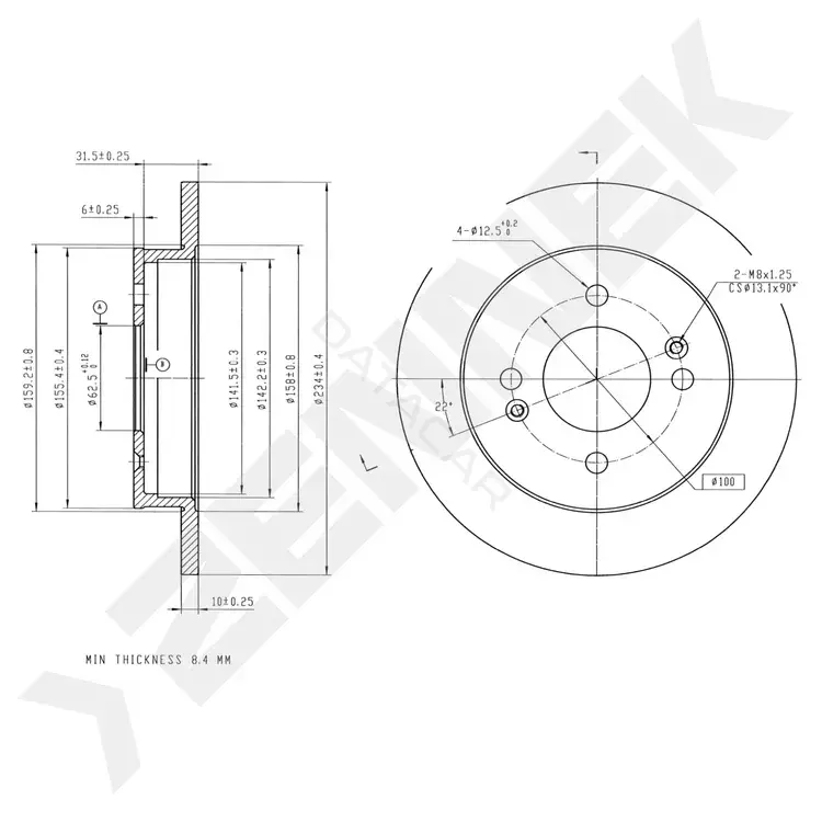 Тормозные диски ZENNEK DBD0322