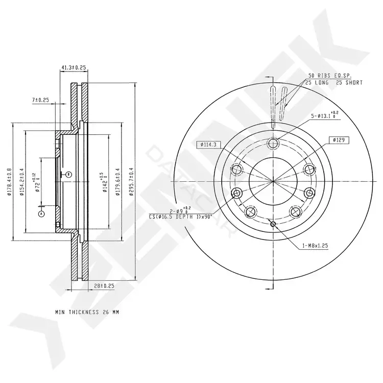 Тормозные диски ZENNEK DBD0328
