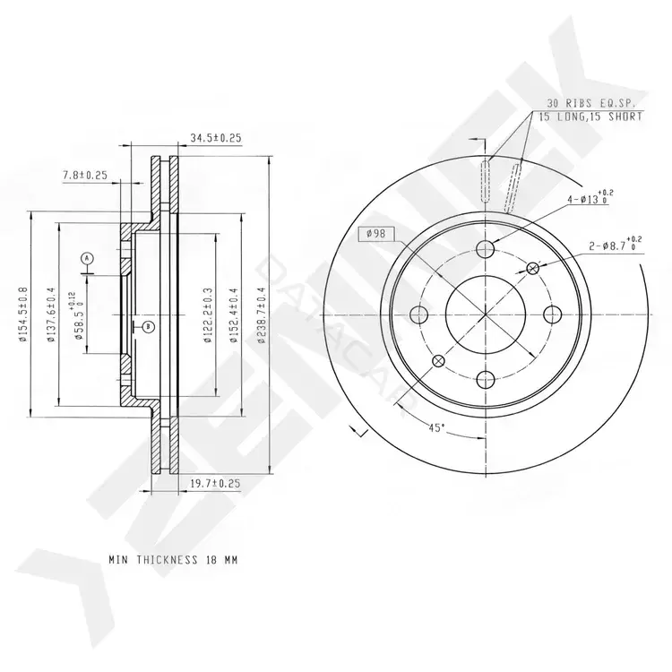 Тормозные диски ZENNEK DBD0329