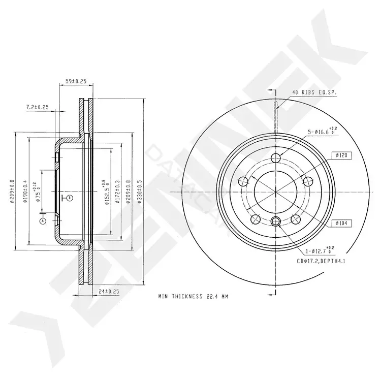 Тормозные диски ZENNEK DBD0332