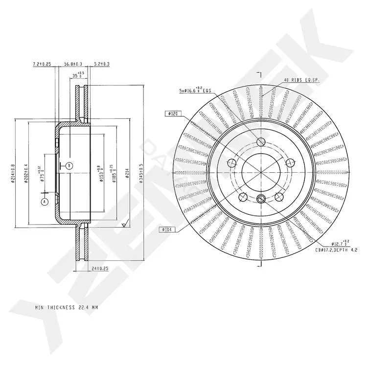 Тормозные диски ZENNEK DBD0334