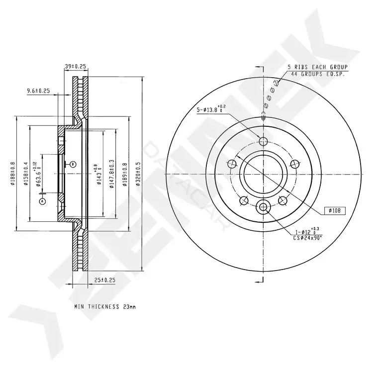 Тормозные диски ZENNEK DBD0335