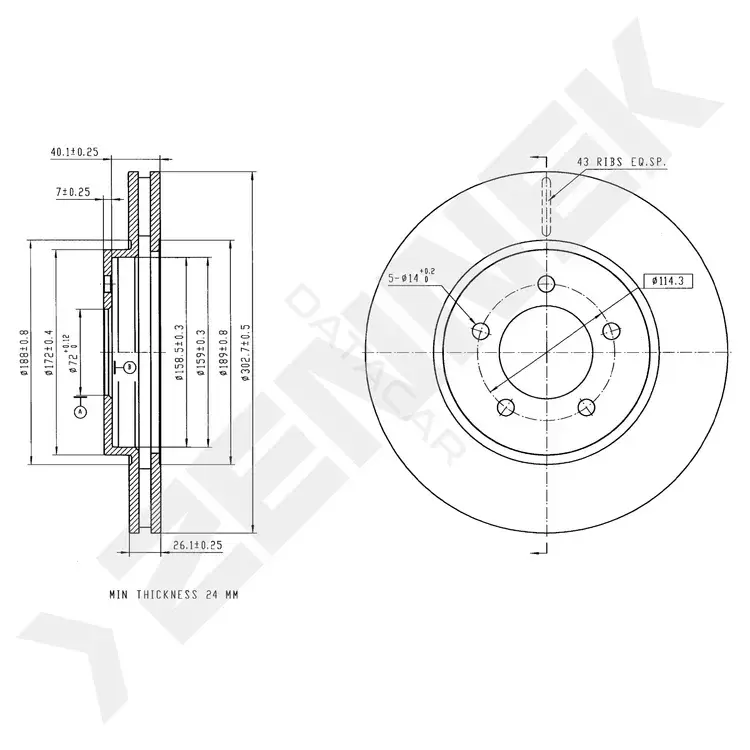 Тормозные диски ZENNEK DBD0336
