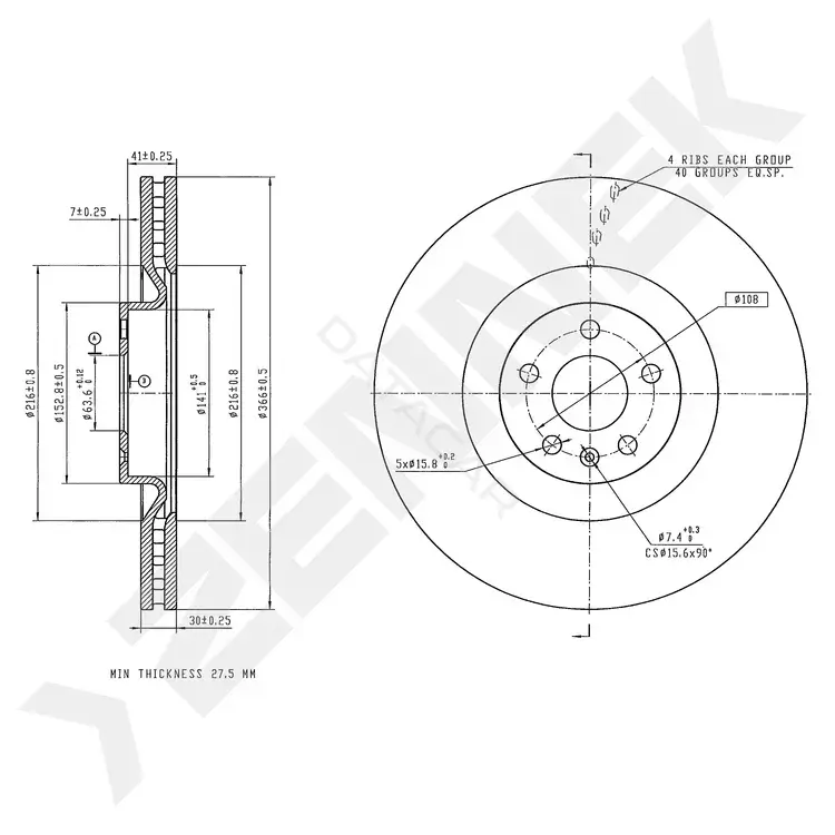 Тормозные диски ZENNEK DBD0337