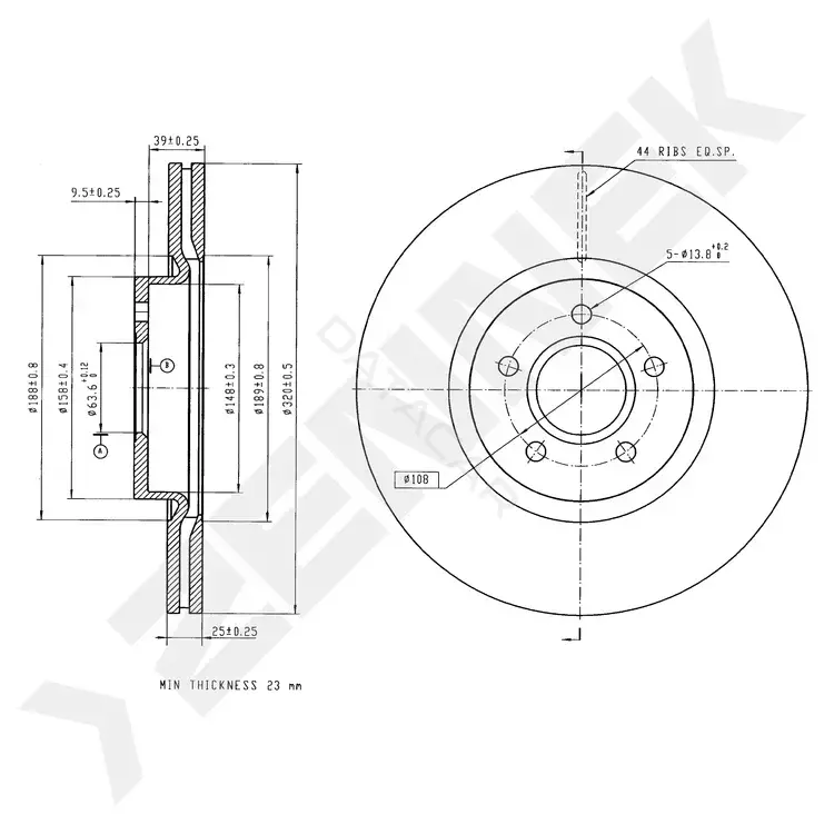 Тормозные диски ZENNEK DBD0338