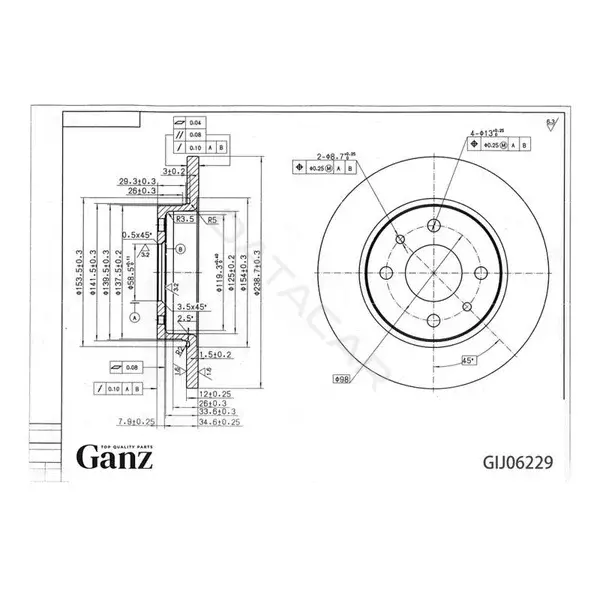 Тормозные диски GANZ GIJ06229