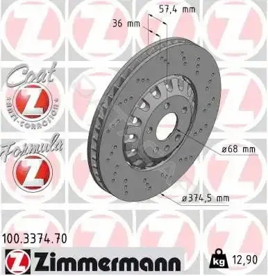 Тормозные диски ZIMMERMANN 100.3374.70