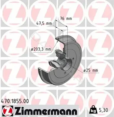 Тормозной барабан ZIMMERMANN 470.1855.00