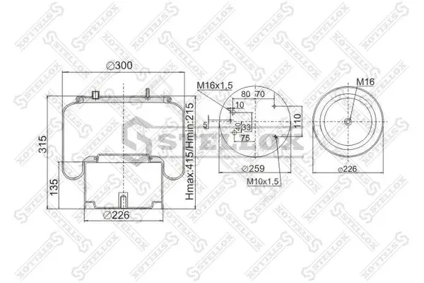 Пневмоподушка STELLOX 90-08363-SX