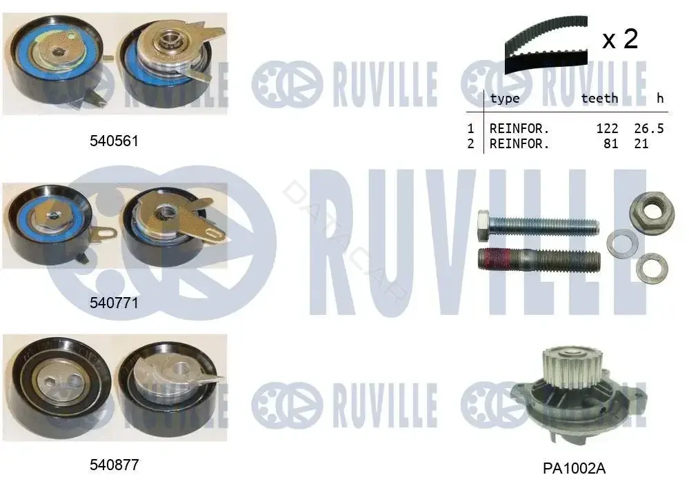 Комплект ГРМ с помпой RUVILLE 5503851