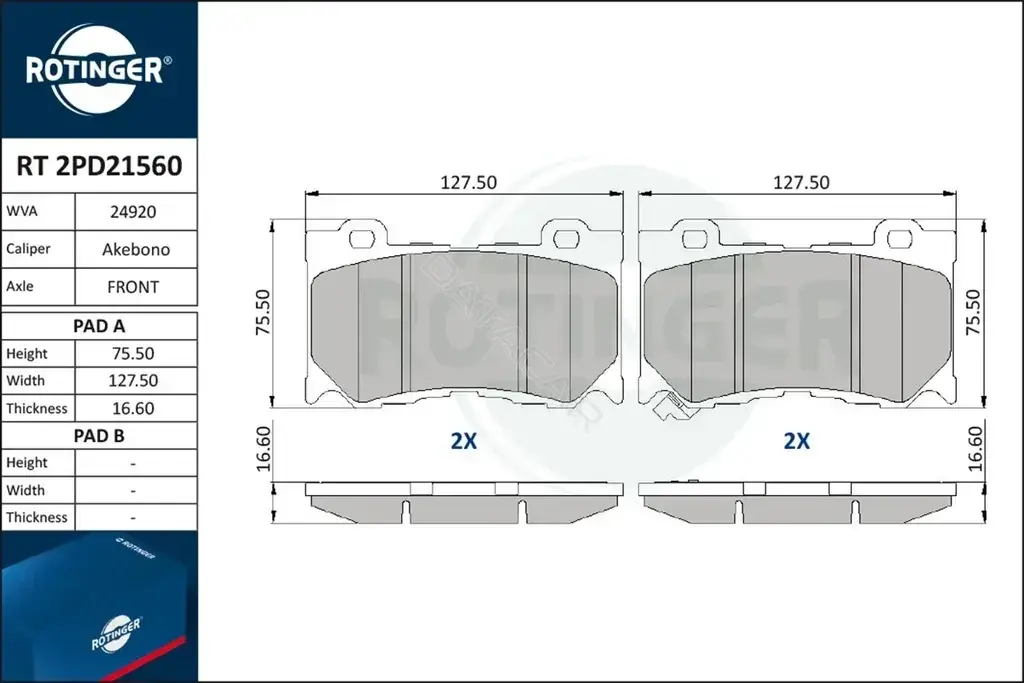 Тормозные колодки ROTINGER RT2PD21560