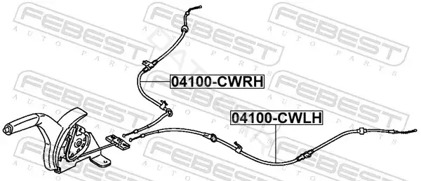 Трос ручника FEBEST 04100-CWRH