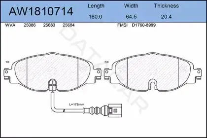 Тормозные колодки AYWIPARTS AW1810714