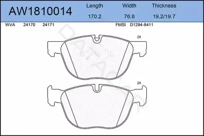 Тормозные колодки AYWIPARTS AW1810014