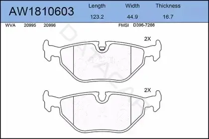 Тормозные колодки AYWIPARTS AW1810603