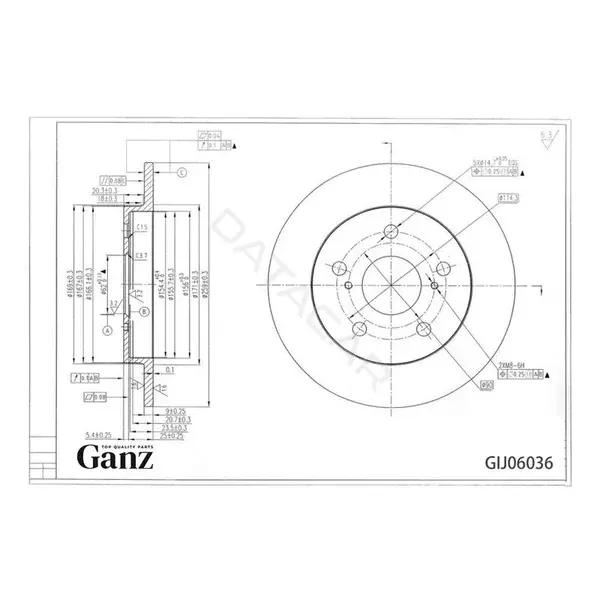 Тормозные диски GANZ GIJ06036