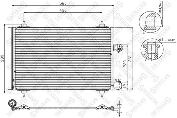 Радиатор кондиционера STELLOX 10-45067-SX
