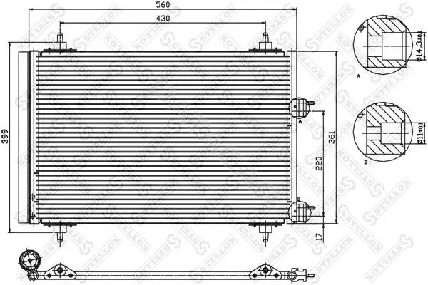 Радиатор кондиционера STELLOX 10-45145-SX