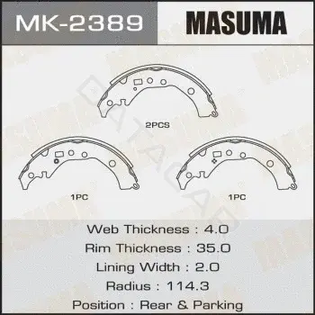 Барабанные колодки MASUMA MK-2389