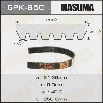 Ремень ручейковый MASUMA 6PK-850