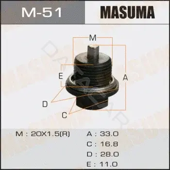 Пробка сливная масляного поддона MASUMA M-51
