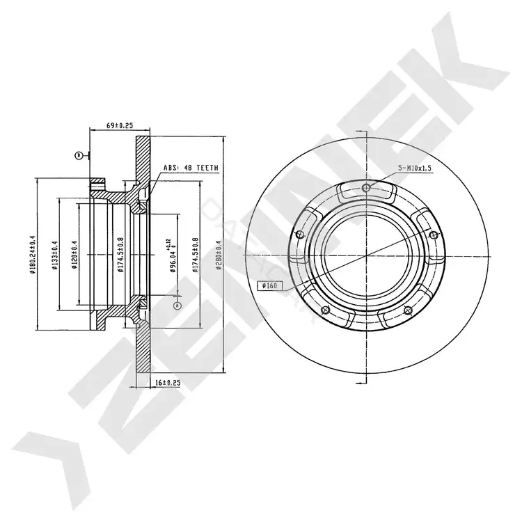 Тормозные диски ZENNEK DBD0284